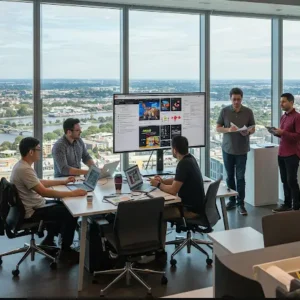 Melbourne ad agency team collaborating on marketing campaign strategy top ad agency Malborne